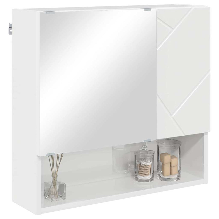 Spiegelkast Hoogglans wit 59 x 17 x 55 cm Bewerkt hout
