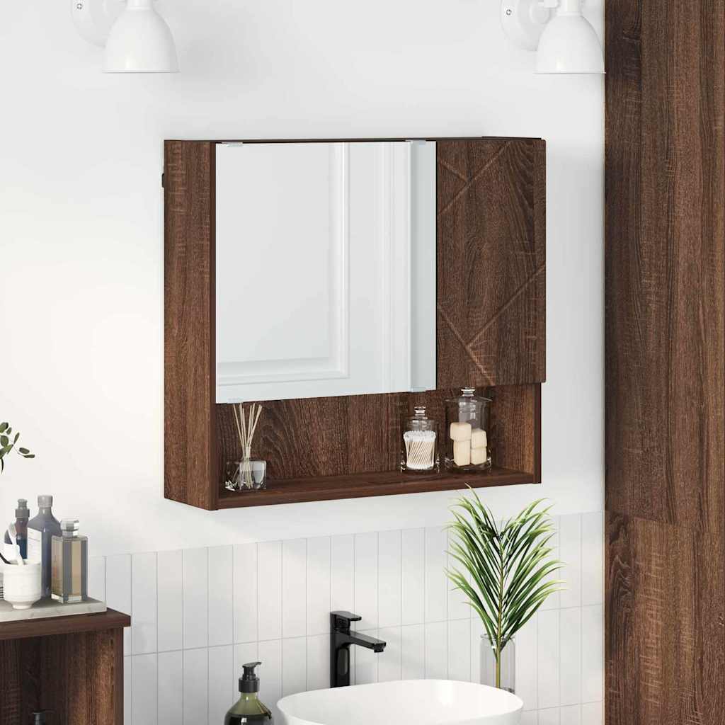 Spiegelkast met opslag Bruin Eiken 59 x 17 x 55 cm Bewerkt hout