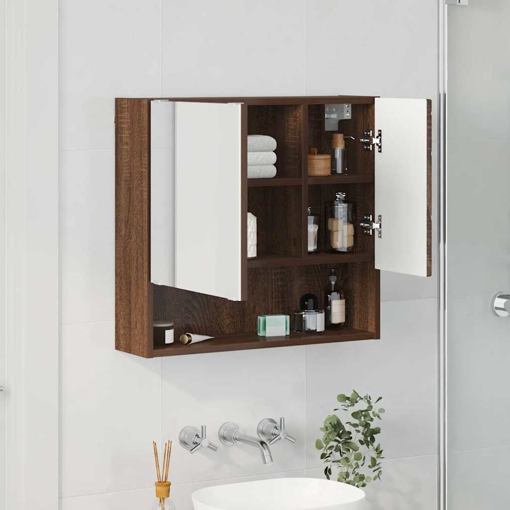Spiegelkast met opslag Bruin Eiken 59 x 17 x 55 cm Bewerkt hout