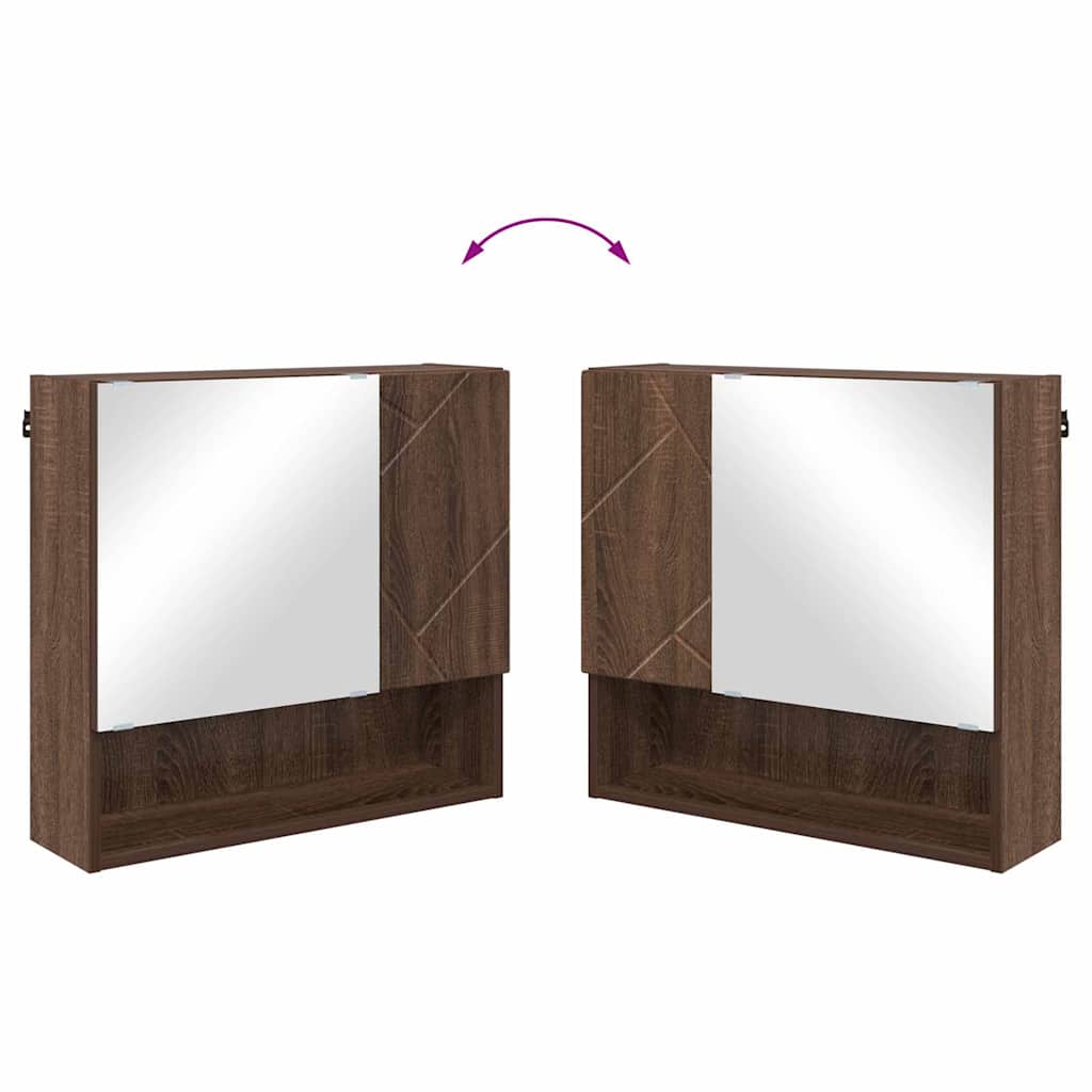 Spiegelkast met opslag Bruin Eiken 59 x 17 x 55 cm Bewerkt hout