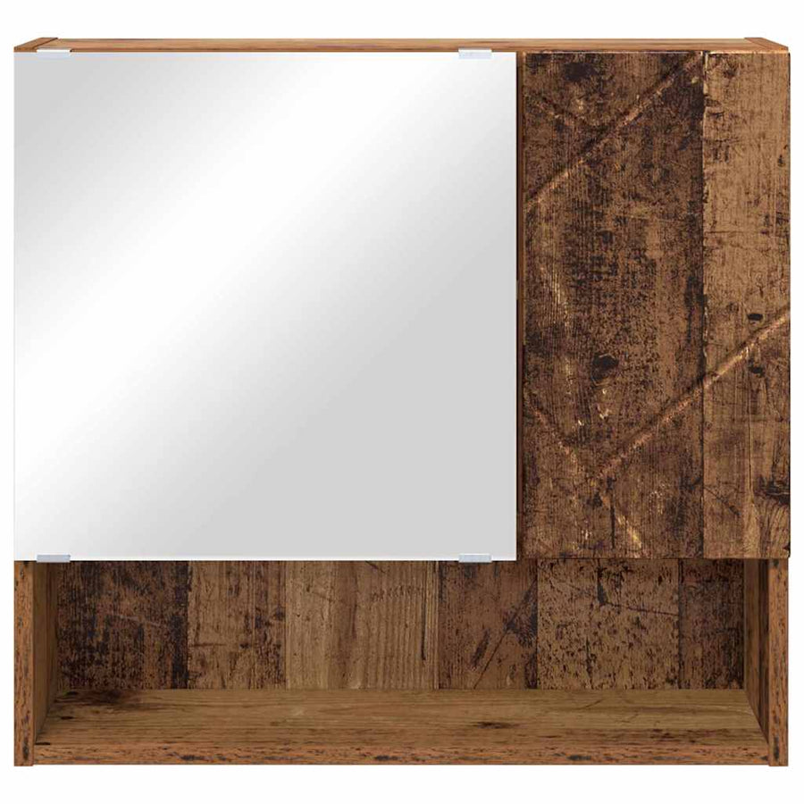 Spiegelkast Wandgemonteerd Oudhout 59 x 17 x 55 cm Bewerkt hout