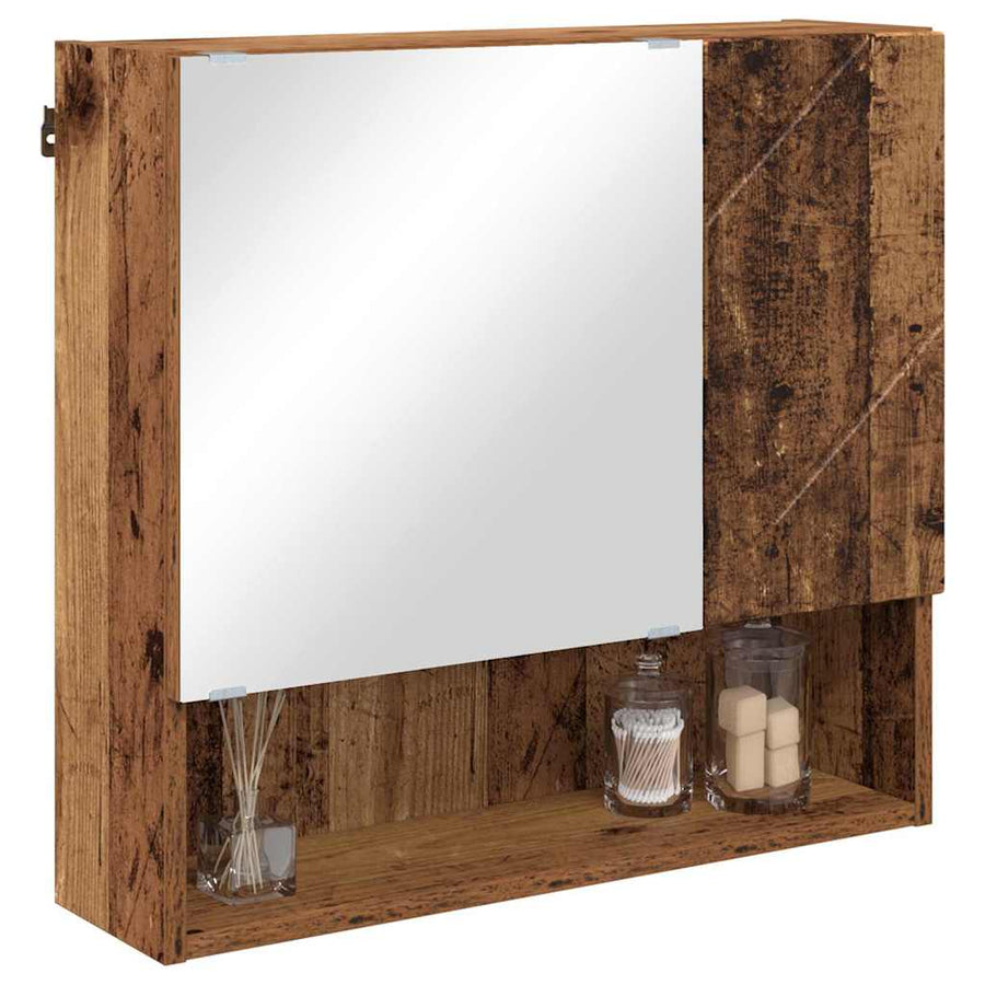 Spiegelkast Wandgemonteerd Oudhout 59 x 17 x 55 cm Bewerkt hout
