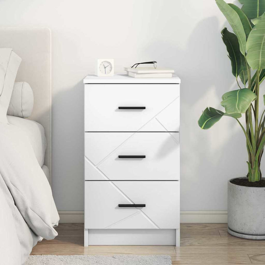 Nachtkastje met lade Wit 38 x 38 x 66 cm Bewerkt hout