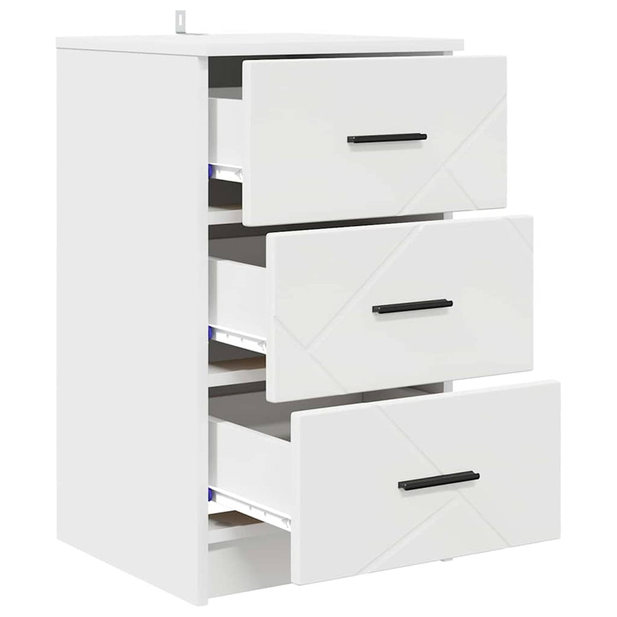 Nachtkastje met lade Wit 38 x 38 x 66 cm Bewerkt hout