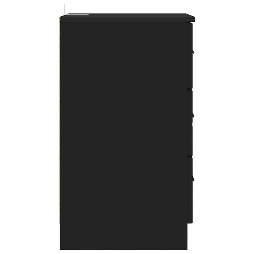 Nachtkastje met lade Zwart 38 x 38 x 66 cm Bewerkt hout