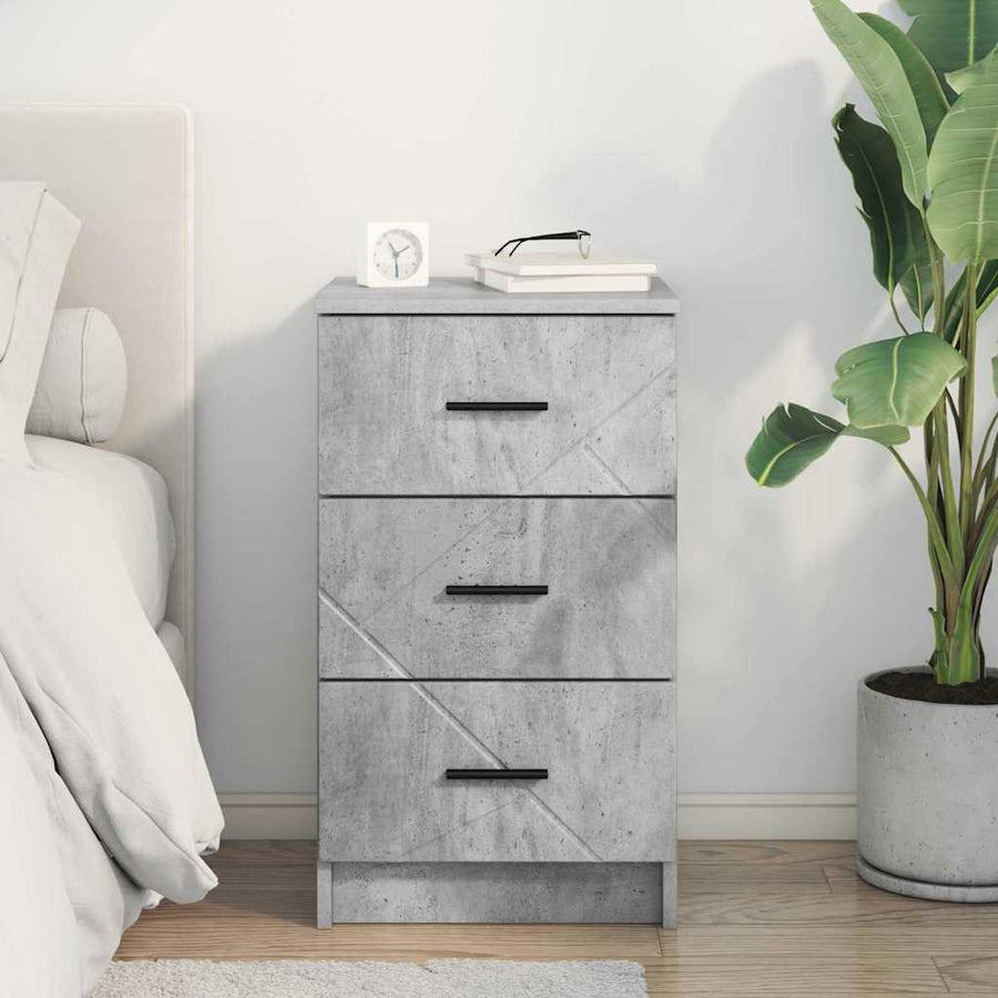 Nachtkastje met lade Betongrijs 38 x 38 x 66 cm Bewerkt hout