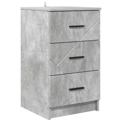 Nachtkastje met lade Betongrijs 38 x 38 x 66 cm Bewerkt hout