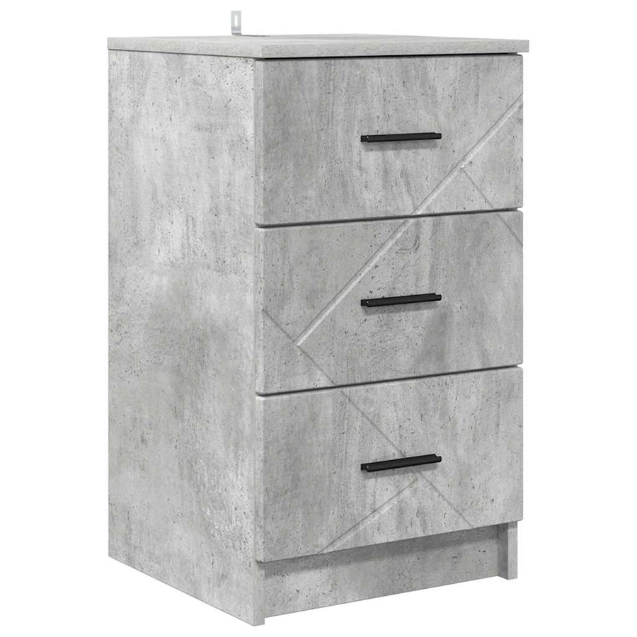Nachtkastje met lade Betongrijs 38 x 38 x 66 cm Bewerkt hout