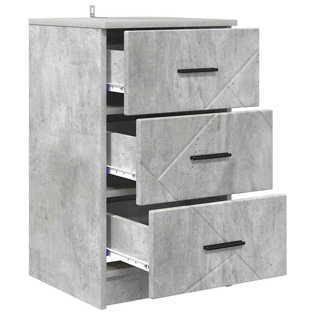 Nachtkastje met lade Betongrijs 38 x 38 x 66 cm Bewerkt hout