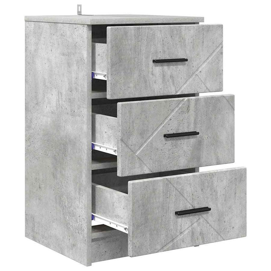 Nachtkastje met lade Betongrijs 38 x 38 x 66 cm Bewerkt hout
