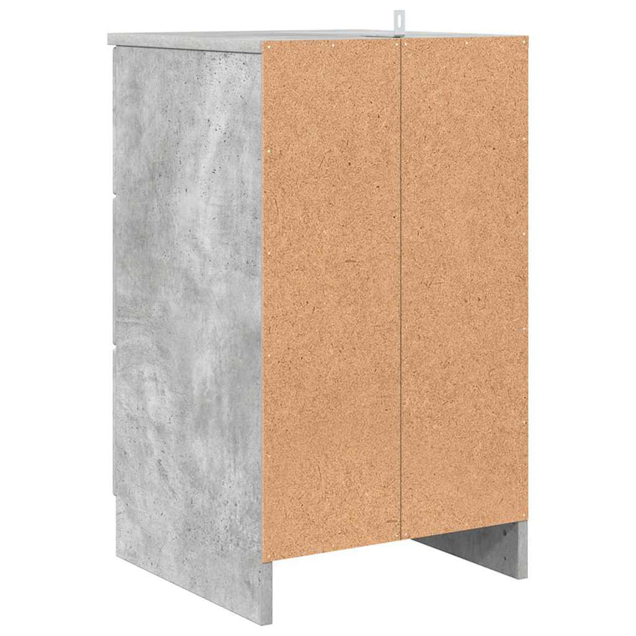 Nachtkastje met lade Betongrijs 38 x 38 x 66 cm Bewerkt hout