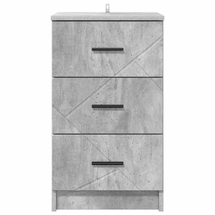 Nachtkastje met lade Betongrijs 38 x 38 x 66 cm Bewerkt hout