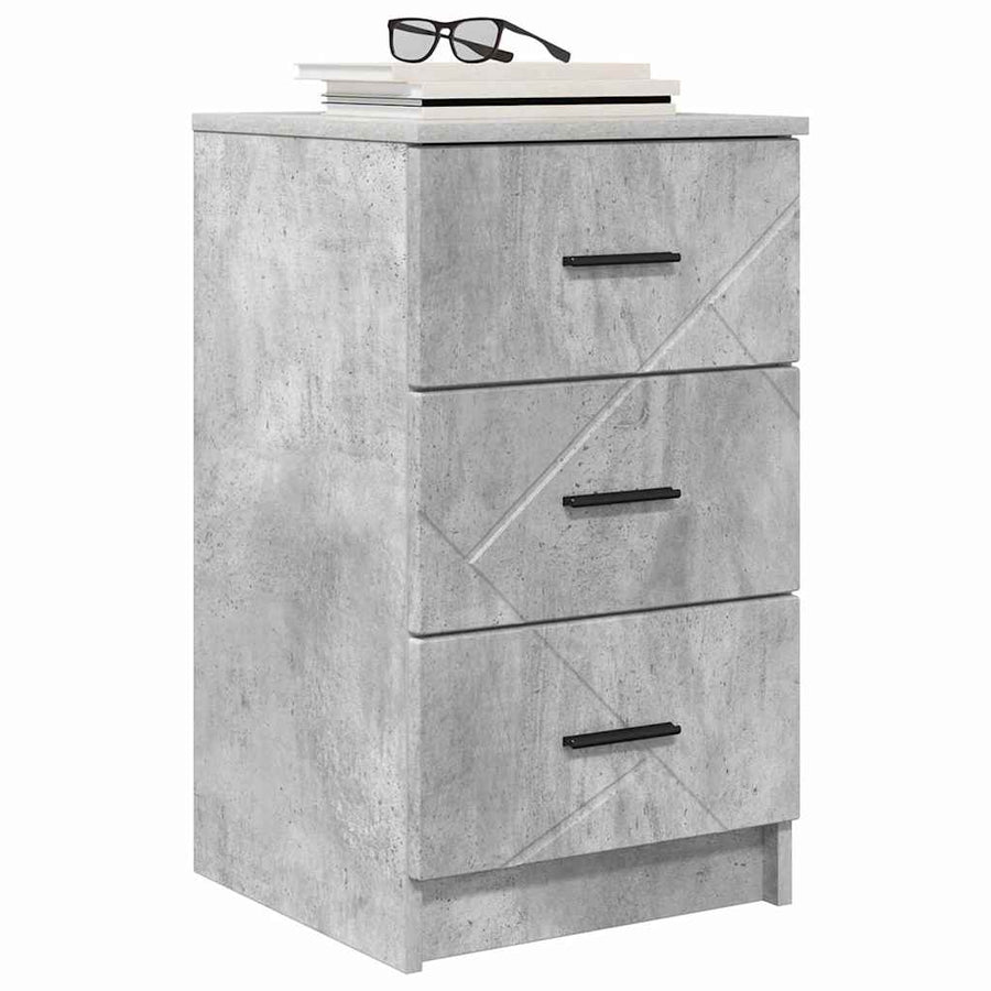 Nachtkastje met lade Betongrijs 38 x 38 x 66 cm Bewerkt hout