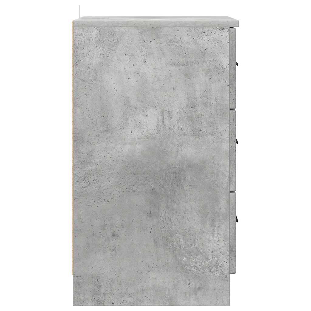 Nachtkastje met lade Betongrijs 38 x 38 x 66 cm Bewerkt hout