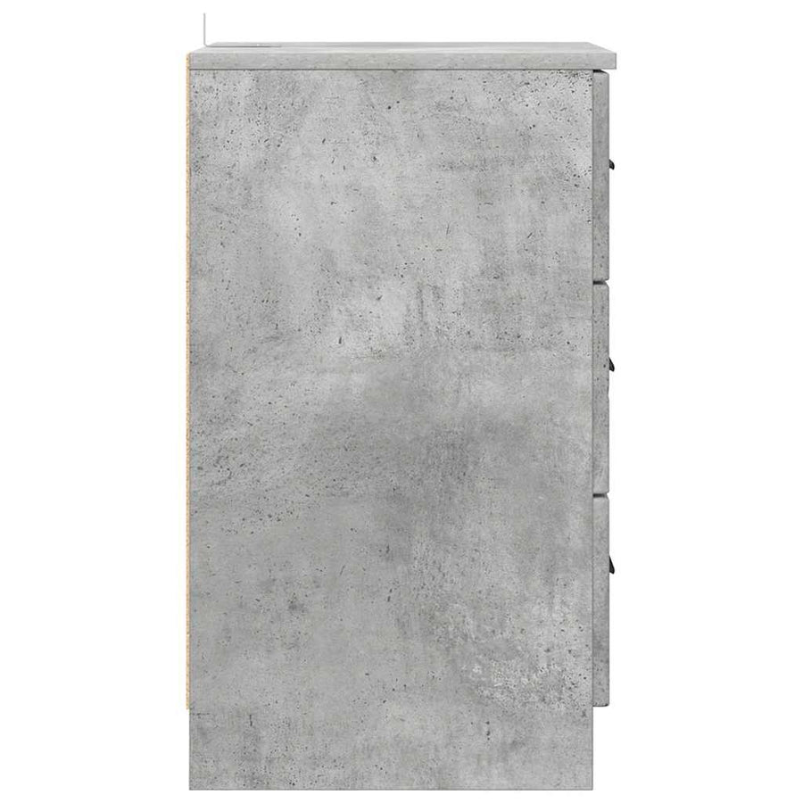 Nachtkastje met lade Betongrijs 38 x 38 x 66 cm Bewerkt hout