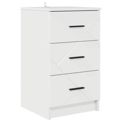 Nachtkastje met lade Hoogglans wit 38 x 38 x 66 cm Bewerkt hout