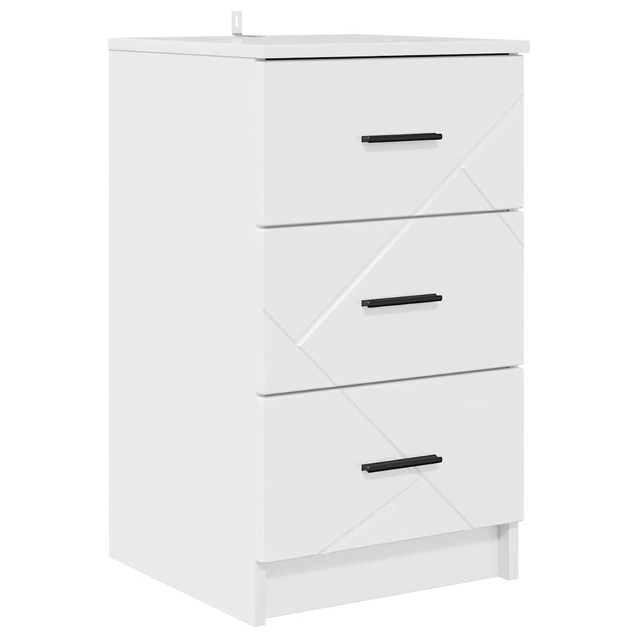 Nachtkastje met lade Hoogglans wit 38 x 38 x 66 cm Bewerkt hout