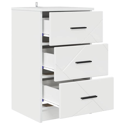 Nachtkastje met lade Hoogglans wit 38 x 38 x 66 cm Bewerkt hout