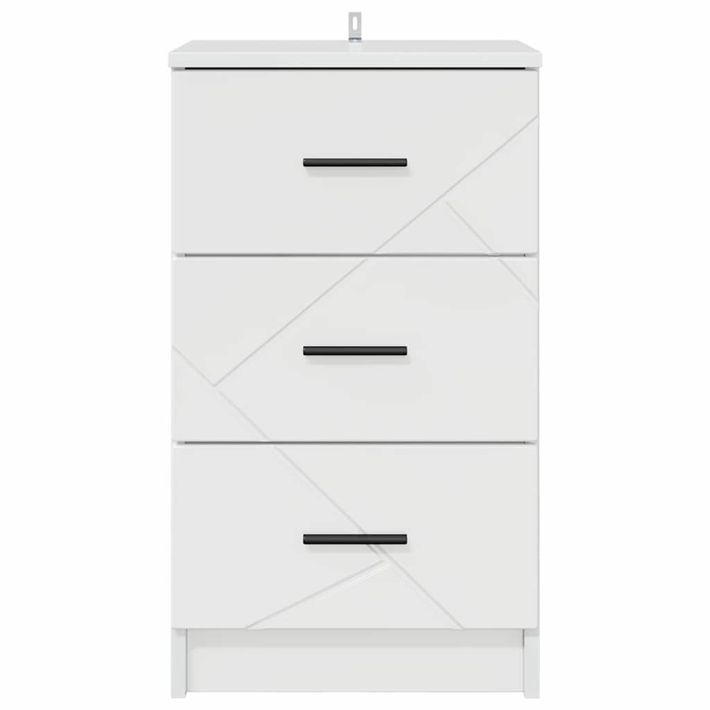 Nachtkastje met lade Hoogglans wit 38 x 38 x 66 cm Bewerkt hout