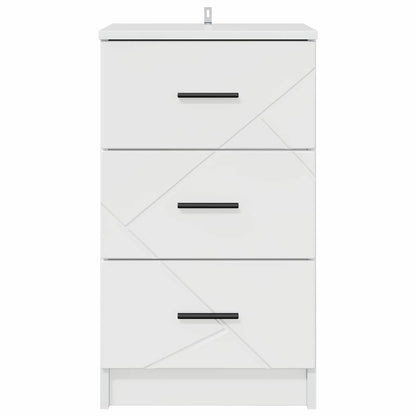 Nachtkastje met lade Hoogglans wit 38 x 38 x 66 cm Bewerkt hout