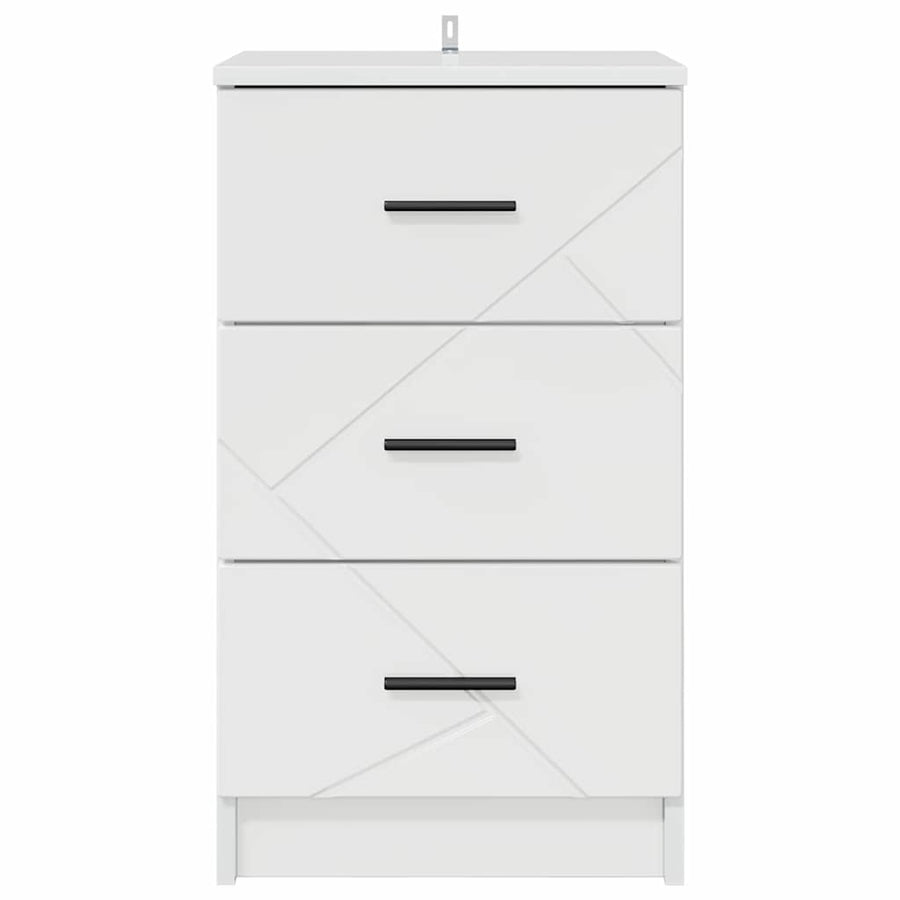 Nachtkastje met lade Hoogglans wit 38 x 38 x 66 cm Bewerkt hout