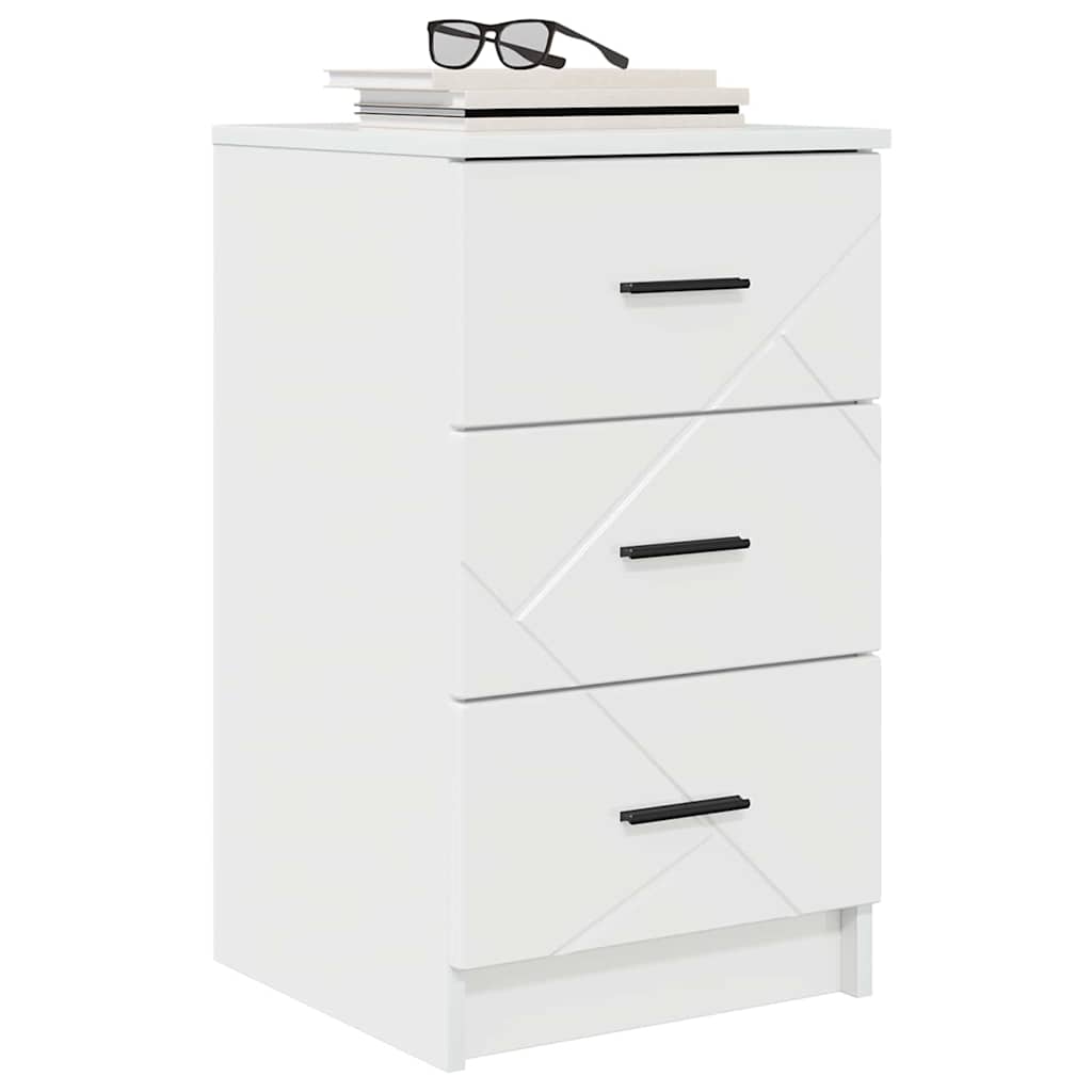 Nachtkastje met lade Hoogglans wit 38 x 38 x 66 cm Bewerkt hout