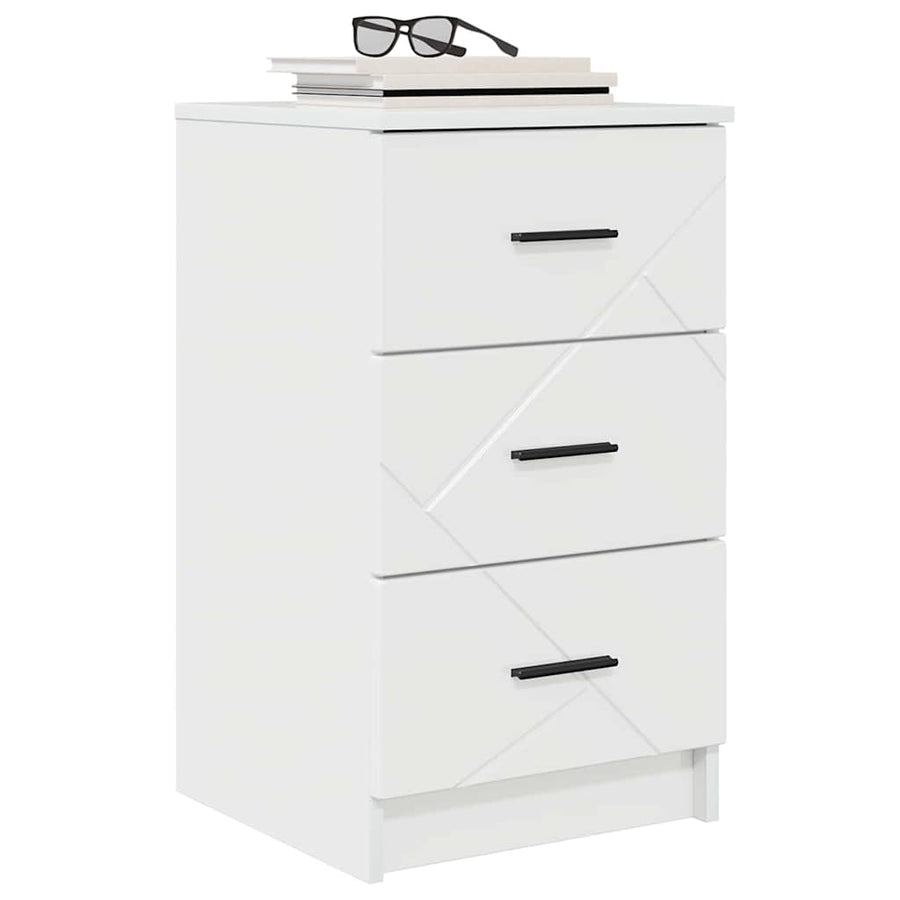 Nachtkastje met lade Hoogglans wit 38 x 38 x 66 cm Bewerkt hout