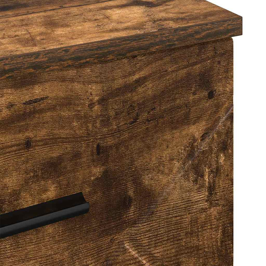Nachtkastje met lade Gerookt eiken 38 x 38 x 66 cm Bewerkt hout