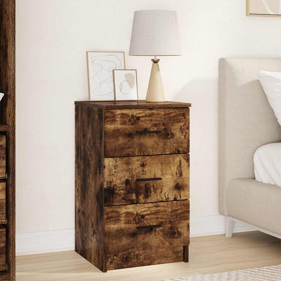 Nachtkastje met lade Gerookt eiken 38 x 38 x 66 cm Bewerkt hout