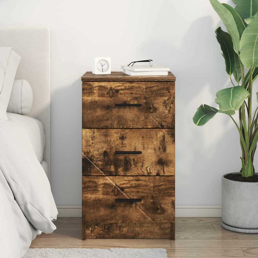 Nachtkastje met lade Gerookt eiken 38 x 38 x 66 cm Bewerkt hout