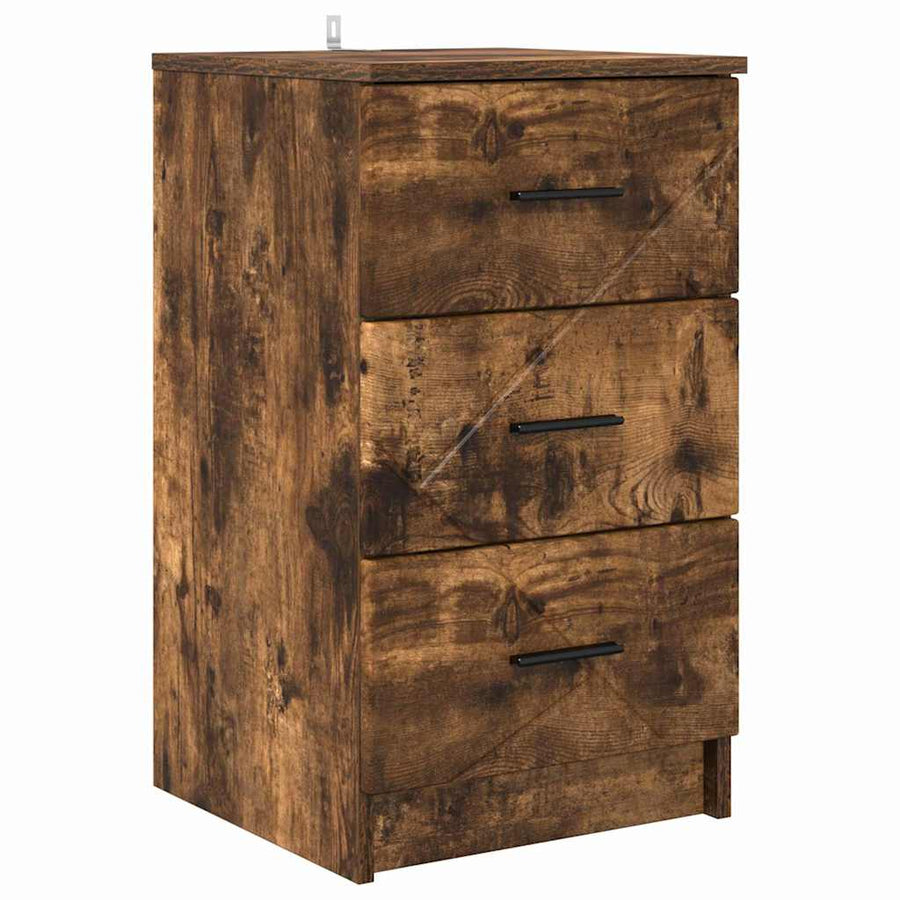 Nachtkastje met lade Gerookt eiken 38 x 38 x 66 cm Bewerkt hout