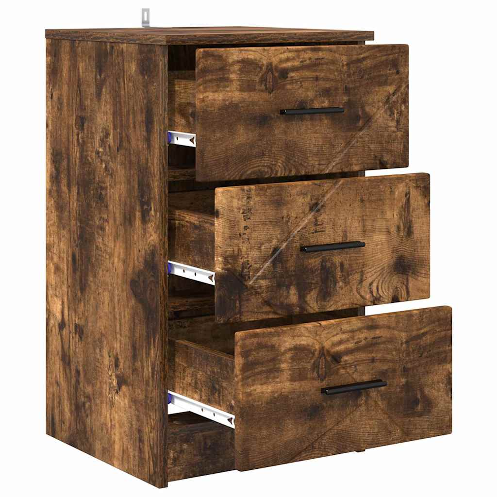 Nachtkastje met lade Gerookt eiken 38 x 38 x 66 cm Bewerkt hout