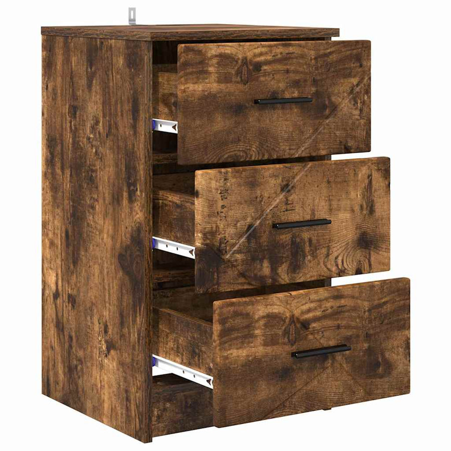 Nachtkastje met lade Gerookt eiken 38 x 38 x 66 cm Bewerkt hout