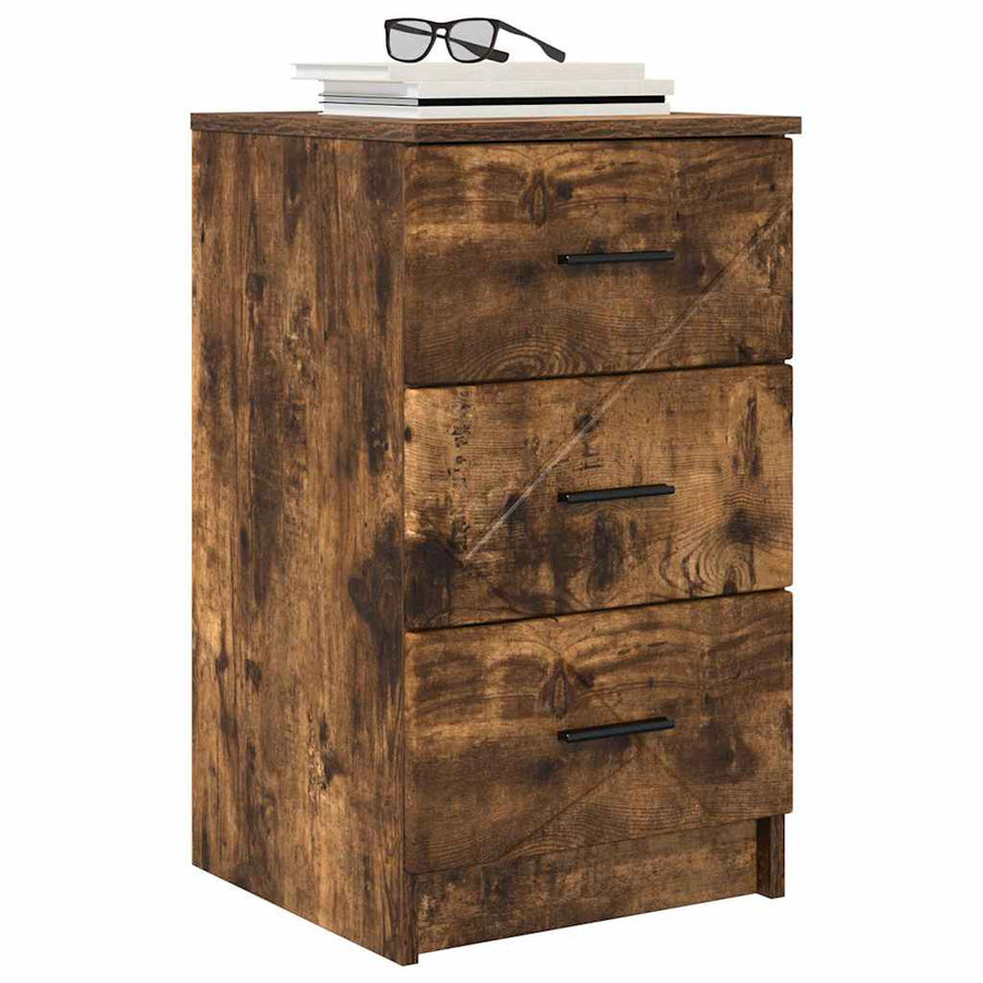 Nachtkastje met lade Gerookt eiken 38 x 38 x 66 cm Bewerkt hout