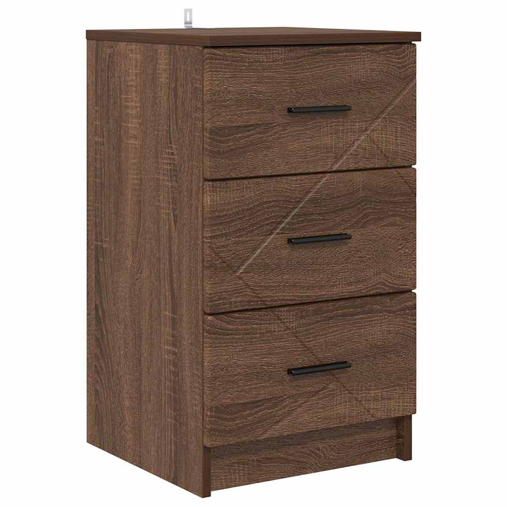 Nachtkastje bruin eikenkleur 38 x 38 x 66 cm Bewerkt hout