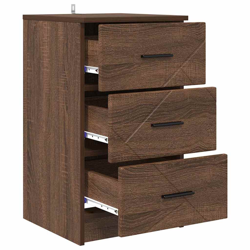 Nachtkastje bruin eikenkleur 38 x 38 x 66 cm Bewerkt hout