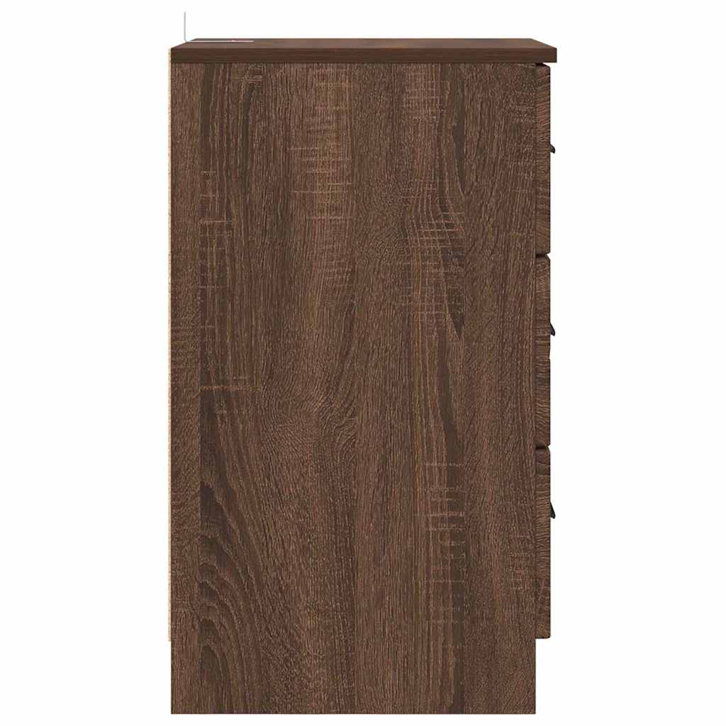 Nachtkastje bruin eikenkleur 38 x 38 x 66 cm Bewerkt hout