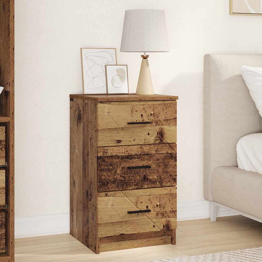 Nachtkastje met lade Oud hout 38 x 38 x 66 cm Bewerkt hout