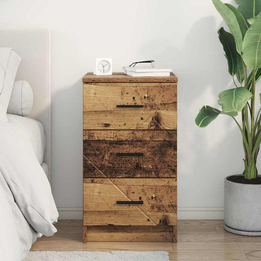 Nachtkastje met lade Oud hout 38 x 38 x 66 cm Bewerkt hout