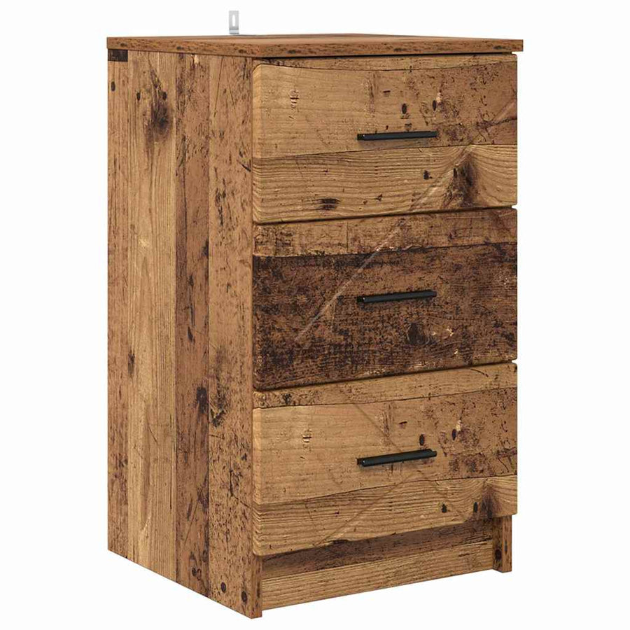Nachtkastje met lade Oud hout 38 x 38 x 66 cm Bewerkt hout