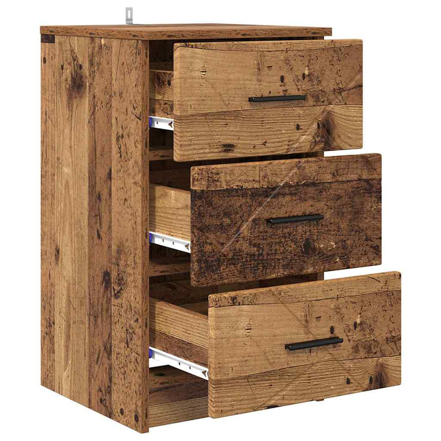 Nachtkastje met lade Oud hout 38 x 38 x 66 cm Bewerkt hout
