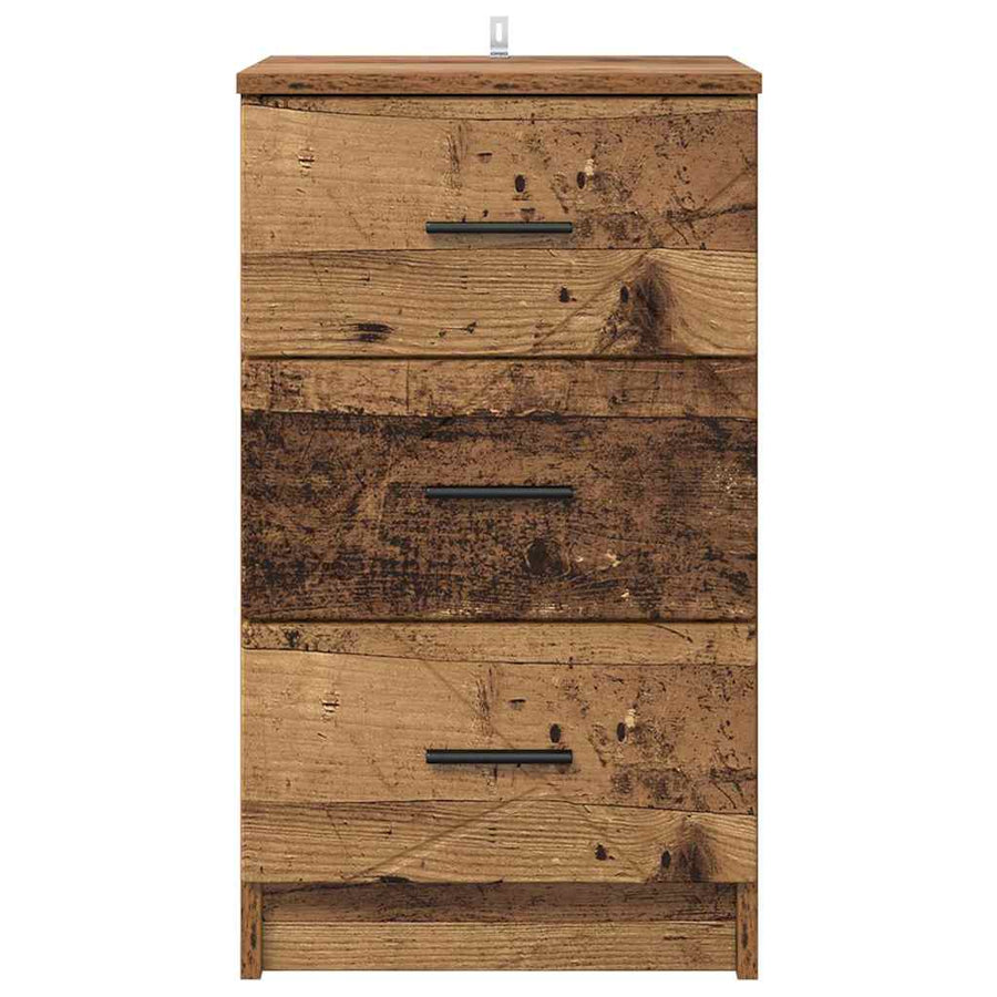 Nachtkastje met lade Oud hout 38 x 38 x 66 cm Bewerkt hout