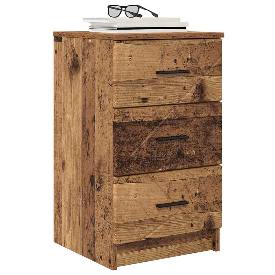 Nachtkastje met lade Oud hout 38 x 38 x 66 cm Bewerkt hout