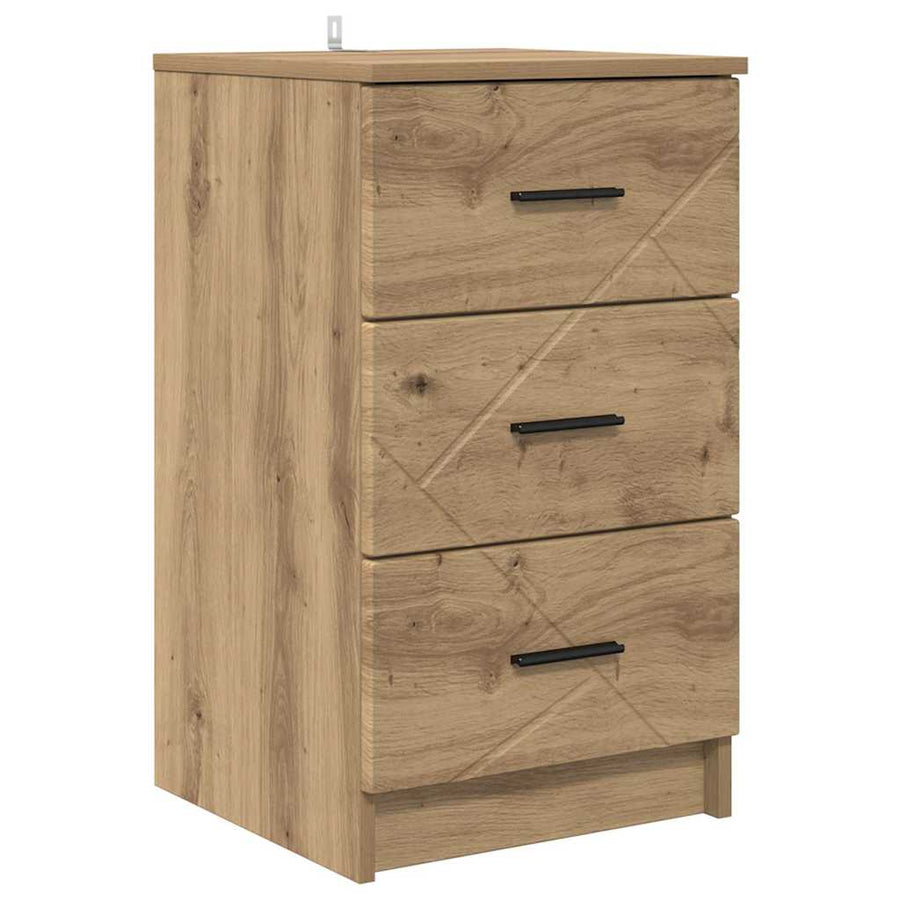 Nachtkastje met lade artisanaal eikenkleurig 38 x 38 x 66 cm