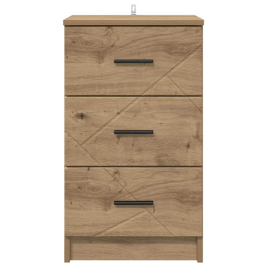 Nachtkastje met lade artisanaal eikenkleurig 38 x 38 x 66 cm
