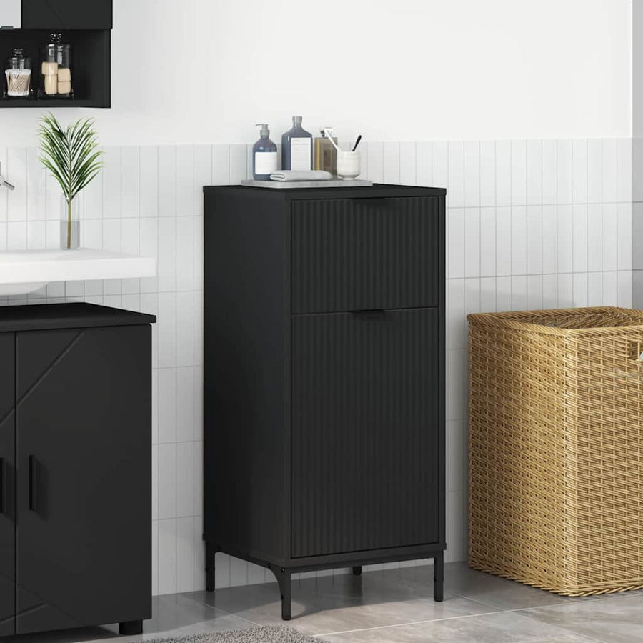 Badkamer Kast Zwart 39,5 x 36 x 88 cm Bewerkt hout & Metaal