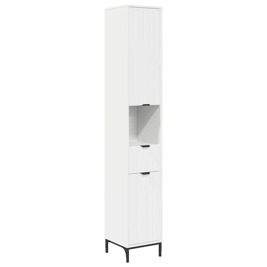 Hoge badkamerkast met lade Wit 31.5 x 33 x 190 cm Bewerkt hout