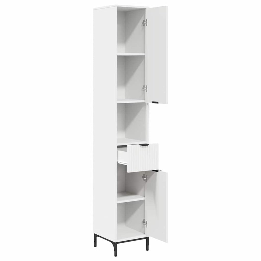 Hoge badkamerkast met lade Wit 31.5 x 33 x 190 cm Bewerkt hout