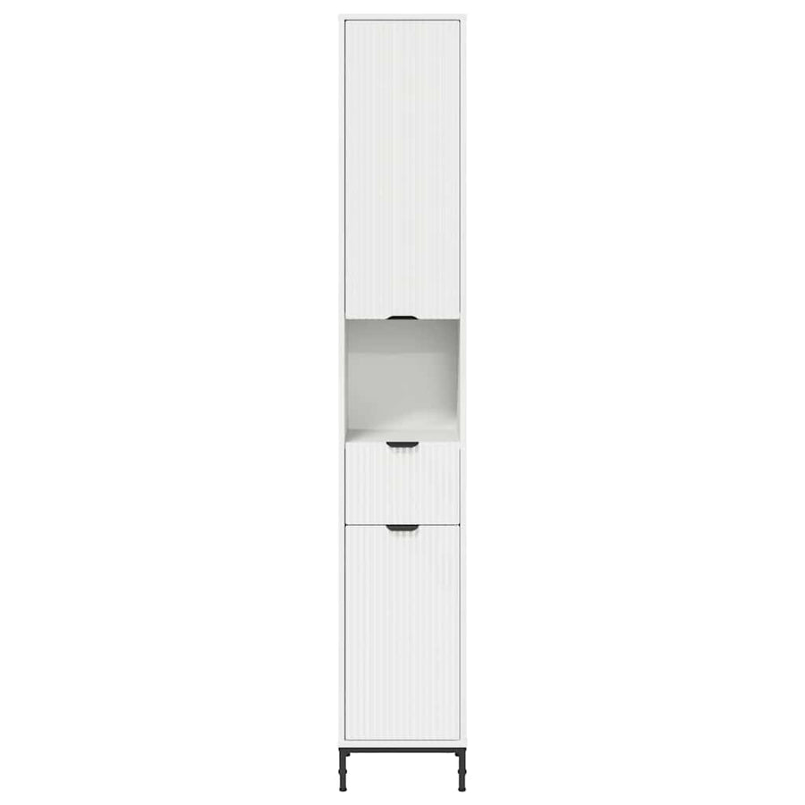 Hoge badkamerkast met lade Wit 31.5 x 33 x 190 cm Bewerkt hout