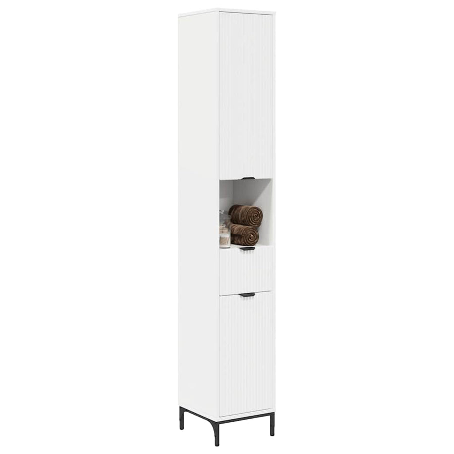 Hoge badkamerkast met lade Wit 31.5 x 33 x 190 cm Bewerkt hout